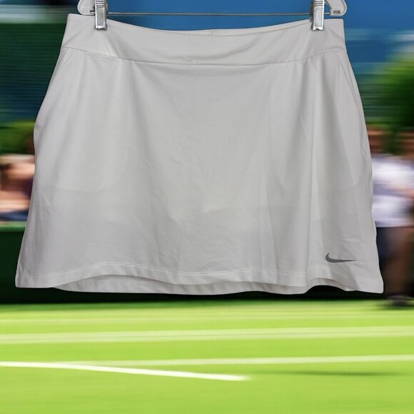 Nike Golf Skort Womens X Large White Pull On Pockets Gray Swoosh Golf Team - Picture 1 of 8